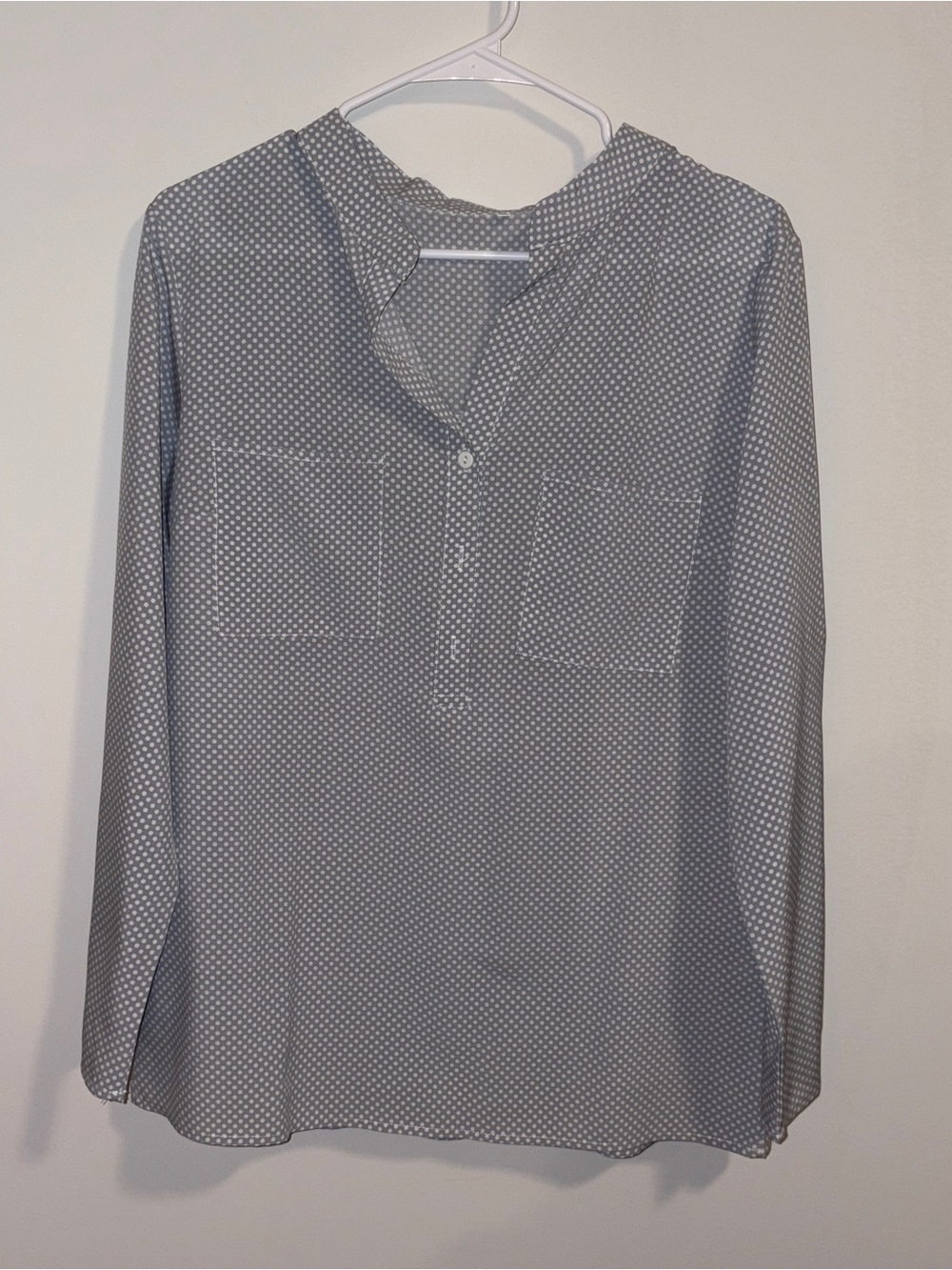 Women’s Grey & White Polka Dot Blouse M